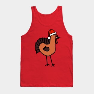 Thanksgiving Turkey Wearing a Santa Hat for Christmas Tank Top